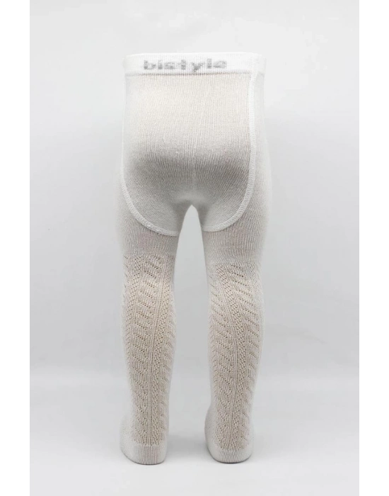 ®   Tekli Zikzak Kabartma Penye Külotlu Çorap BS50108 Ekru