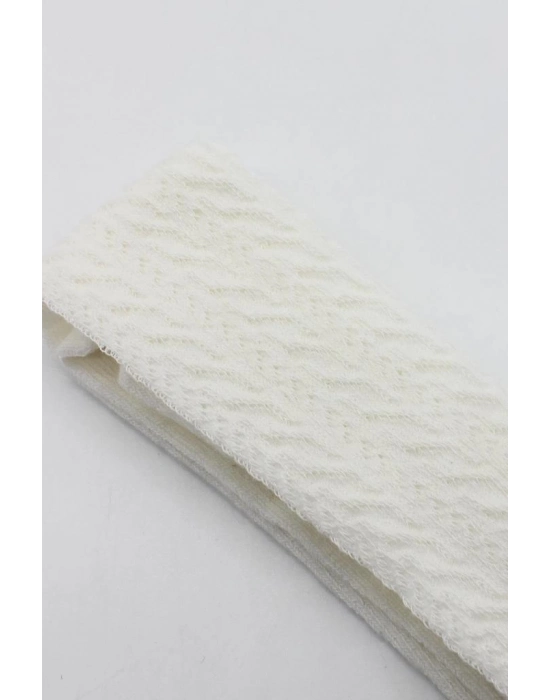 ®   Tekli Zikzak Kabartma Penye Külotlu Çorap BS50108 Ekru