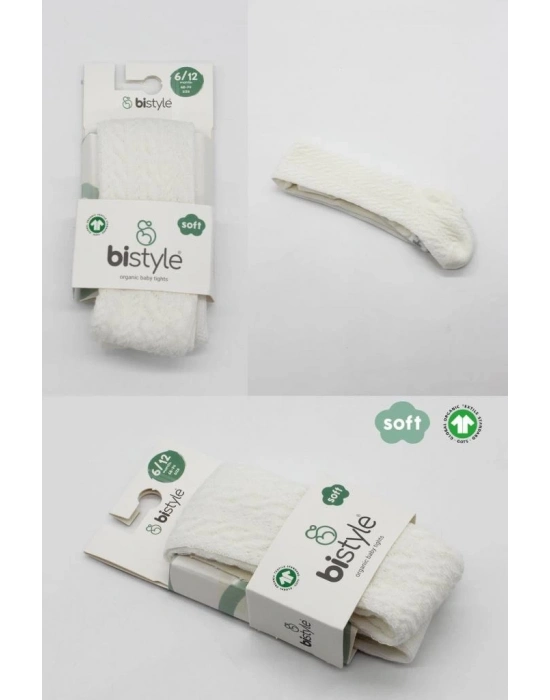 ®   Tekli Zikzak Kabartma Penye Külotlu Çorap BS50108 Ekru