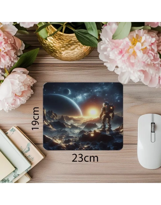 Teknoloji ve Evren Bir Arada Mouse Pad - 19x23 cm 2 mm Dikdörtgen İthal Baskılı Mouse Pad