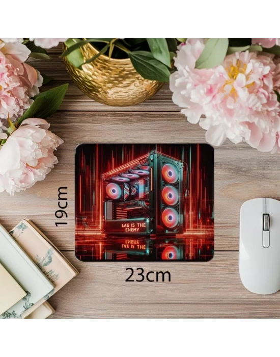 Teknolojik Temalı Lag Mouse Pad Tasarımı - 19x23 cm 2 mm Dikdörtgen İthal Baskılı Mouse Pad