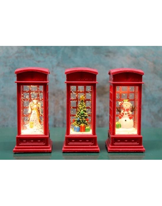 Telefon Kulübeli Işıklı Kar Küresi Alk3216