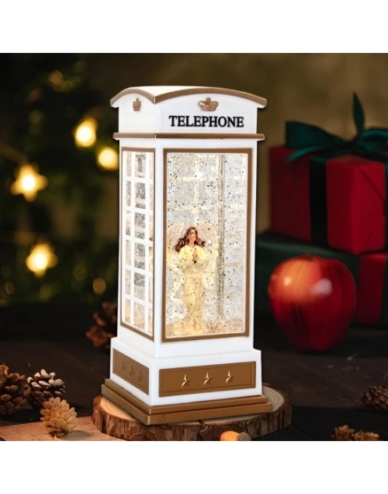 Telefon Kulübeli Işıklı Müzikli Kar Küresi