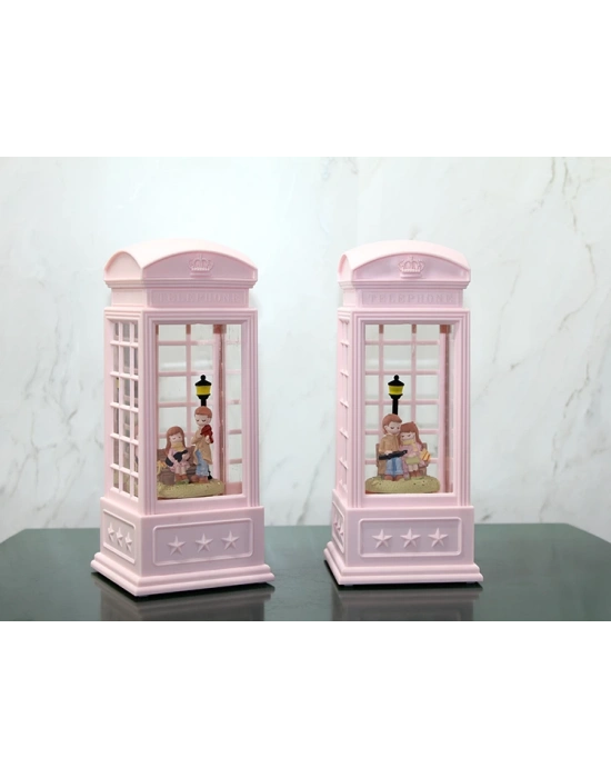 Telefon Kulübeli Kış Masalı Işıklı Müzikli Kar Küresi