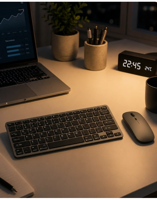 Telefon Tablet ve Bilgisayar Uyumlu Kablosuz Klavye Mouse Kombini