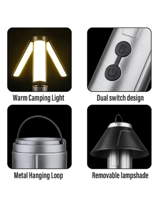 Teleskopik Şarj Edilebilir Çadır Kamp Işığı