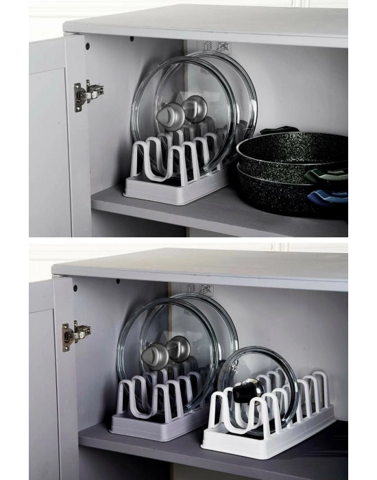 Tencere Kapağı Organizeri - 6 Bölmeli Tencere Kapak Rafı