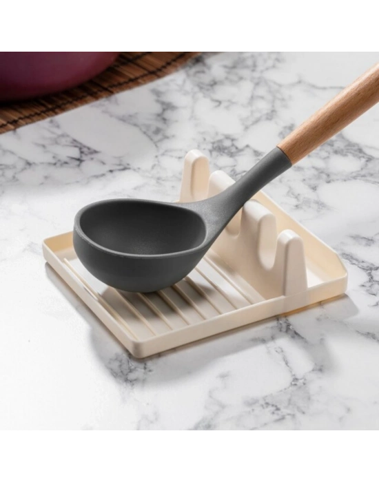 ®  Tencere Kapak Tutuculu Kaşıklıklı Tencere Kapak Standı Pratik Kaşık Kepçe Altlık Düzenleyici