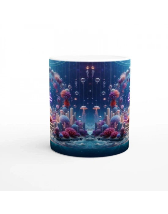 Terazi Burcu Baskılı Kahve Kupası - Astral Denizaltı Dünyası Vs2