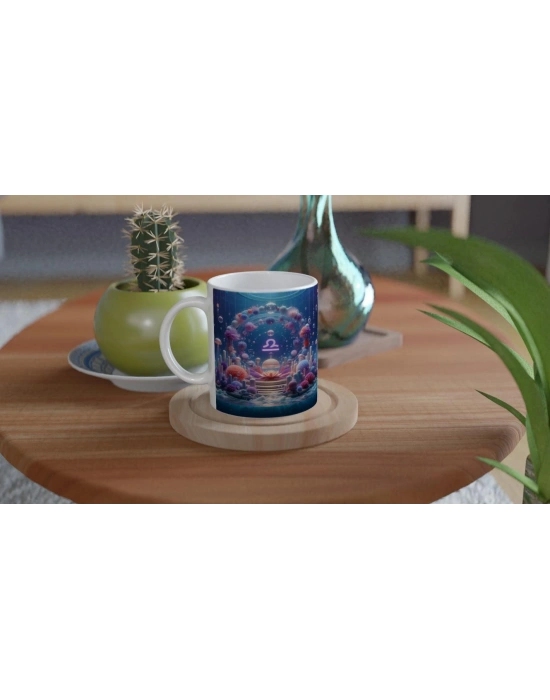 Terazi Burcu Baskılı Kahve Kupası - Astral Denizaltı Dünyası Vs2