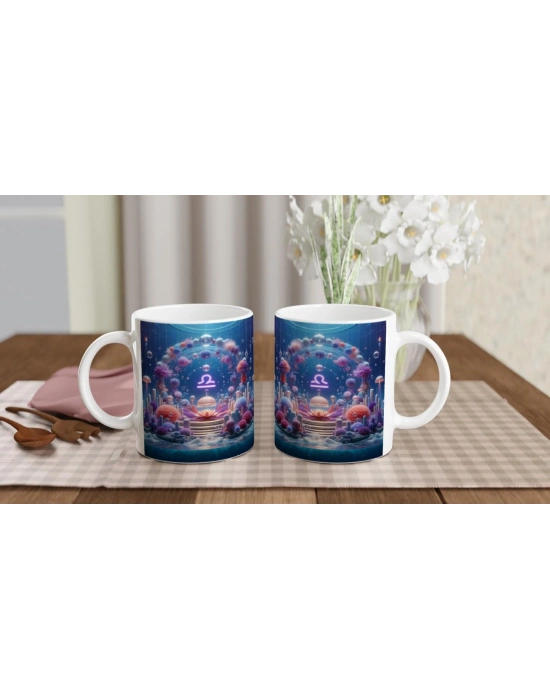 Terazi Burcu Baskılı Kahve Kupası - Astral Denizaltı Dünyası Vs2