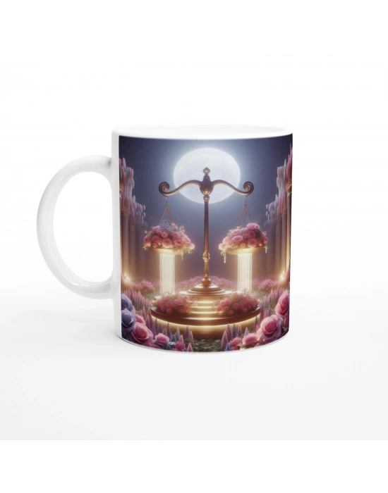 Terazi Burcu Baskılı Kahve Kupası - Ay ışığında Zodyak Bahçesi Vs2