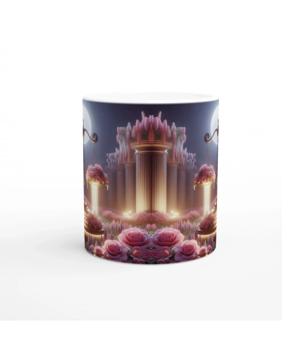 Terazi Burcu Baskılı Kahve Kupası - Ay ışığında Zodyak Bahçesi Vs2