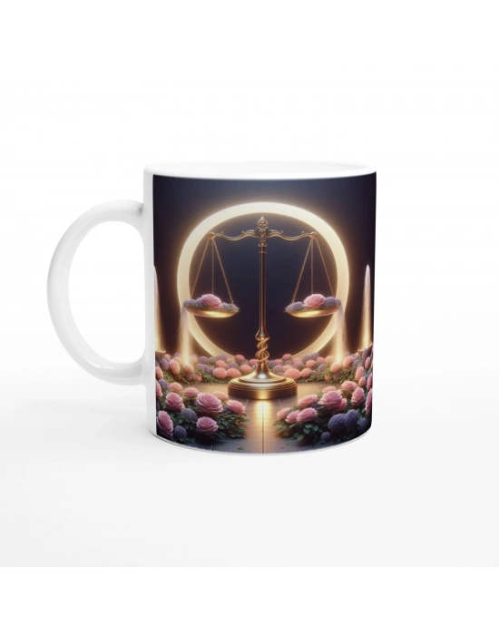 Terazi Burcu Baskılı Kahve Kupası - Ay ışığında Zodyak Bahçesi Vs3