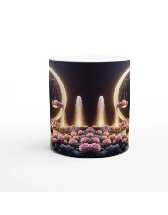 Terazi Burcu Baskılı Kahve Kupası - Ay ışığında Zodyak Bahçesi Vs3