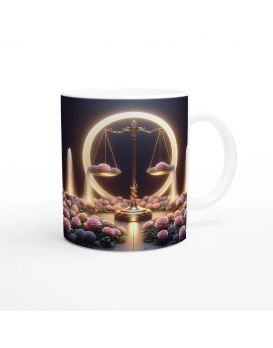 Terazi Burcu Baskılı Kahve Kupası - Ay ışığında Zodyak Bahçesi Vs3