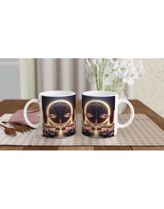 Terazi Burcu Baskılı Kahve Kupası - Ay ışığında Zodyak Bahçesi Vs3