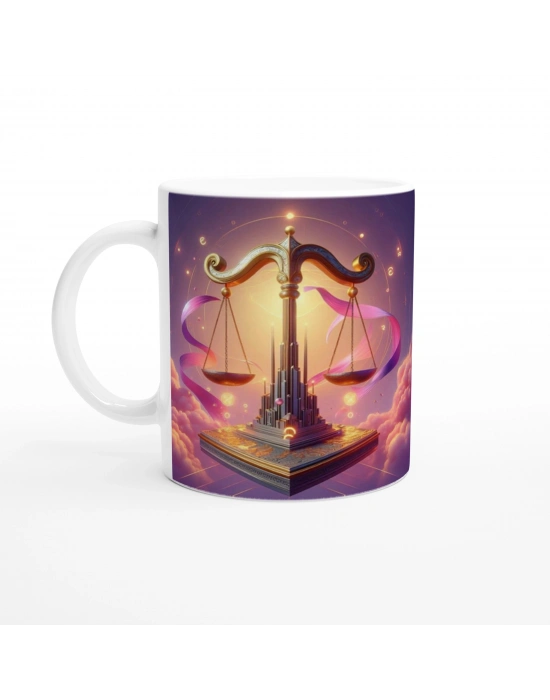 Terazi Burcu Baskılı Kahve Kupası - Burçlar Krallığı Şatosu Vs1