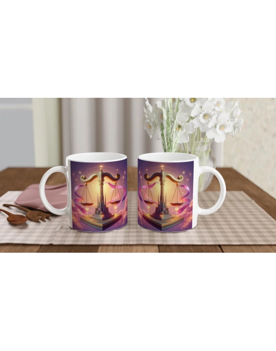 Terazi Burcu Baskılı Kahve Kupası - Burçlar Krallığı Şatosu Vs1