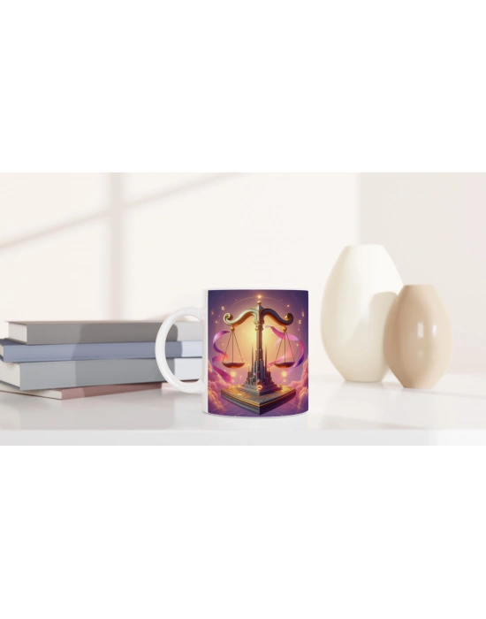 Terazi Burcu Baskılı Kahve Kupası - Burçlar Krallığı Şatosu Vs1