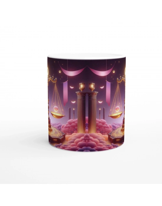 Terazi Burcu Baskılı Kahve Kupası - Burçlar Krallığı Şatosu Vs2