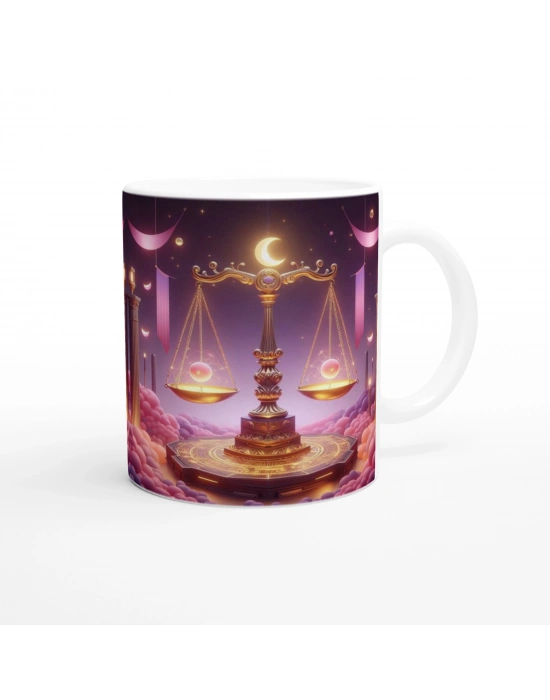 Terazi Burcu Baskılı Kahve Kupası - Burçlar Krallığı Şatosu Vs2