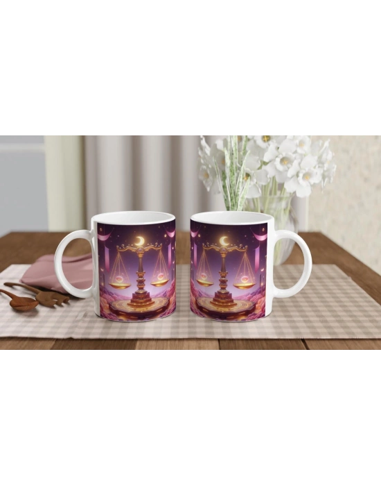 Terazi Burcu Baskılı Kahve Kupası - Burçlar Krallığı Şatosu Vs2