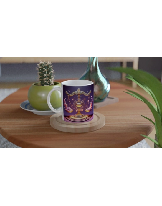Terazi Burcu Baskılı Kahve Kupası - Burçlar Krallığı Şatosu Vs3