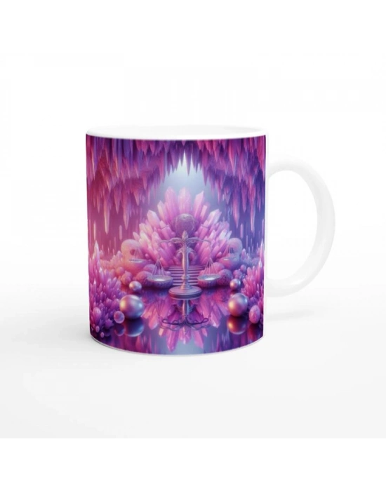 Terazi Burcu Baskılı Kahve Kupası - Büyülü Kristal Mağarası Temalı Vs3