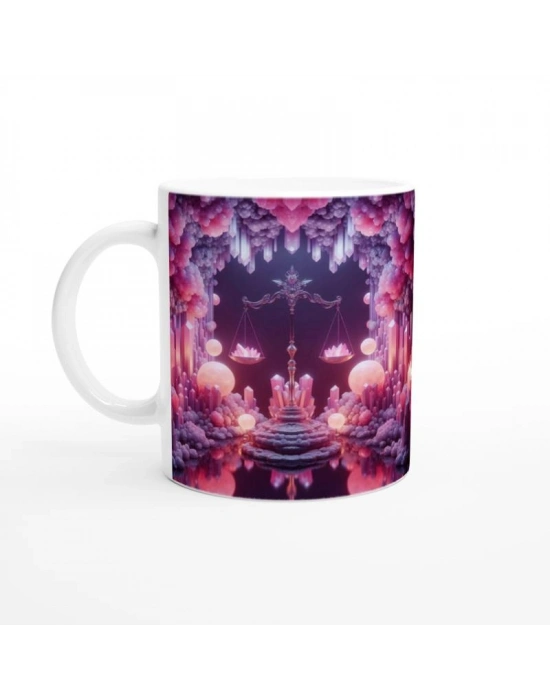 Terazi Burcu Baskılı Kahve Kupası - Büyülü Kristal Mağarası Temalı Vs4