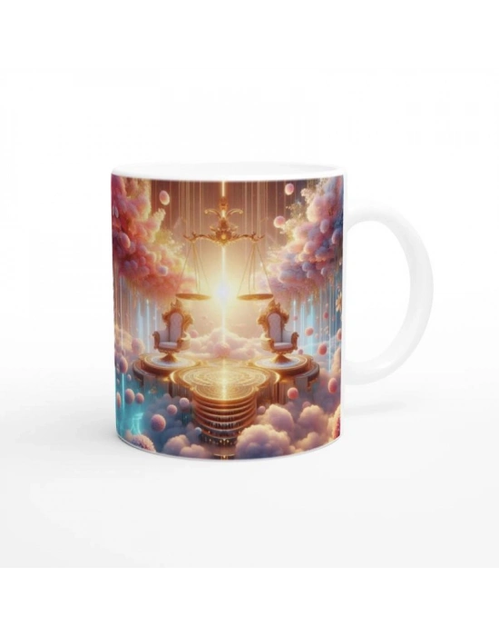 Terazi Burcu Baskılı Kahve Kupası - Elementsel Doğa Krallığı Temalı Vs1