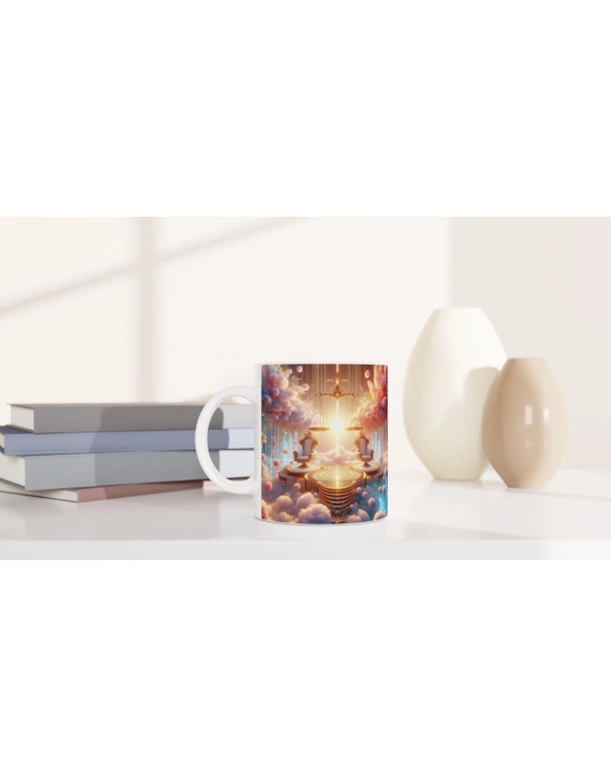 Terazi Burcu Baskılı Kahve Kupası - Elementsel Doğa Krallığı Temalı Vs1