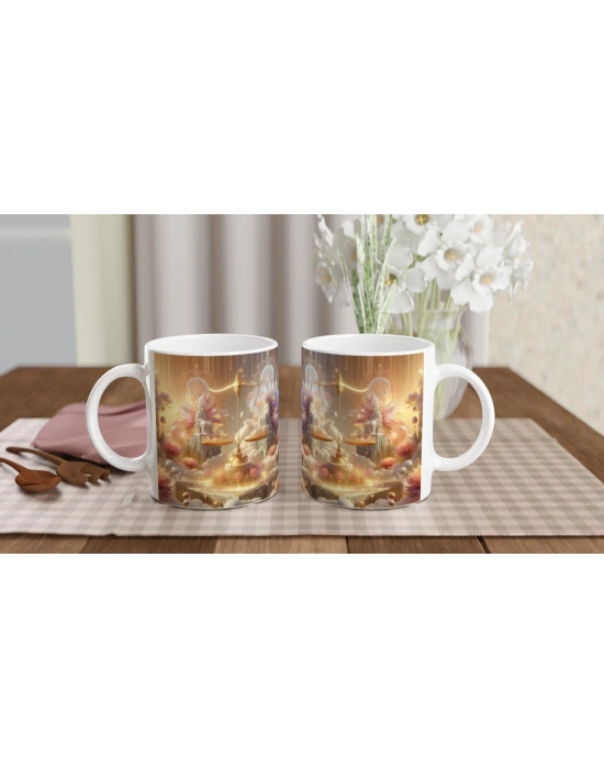 Terazi Burcu Baskılı Kahve Kupası - Elementsel Doğa Krallığı Temalı Vs2