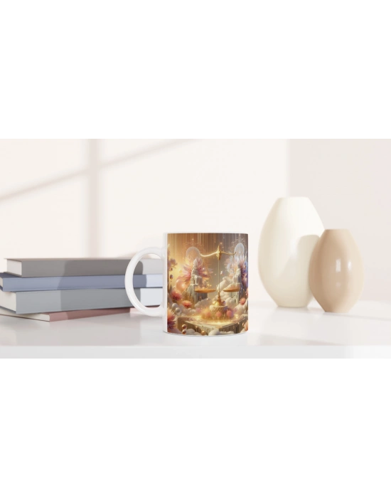 Terazi Burcu Baskılı Kahve Kupası - Elementsel Doğa Krallığı Temalı Vs2