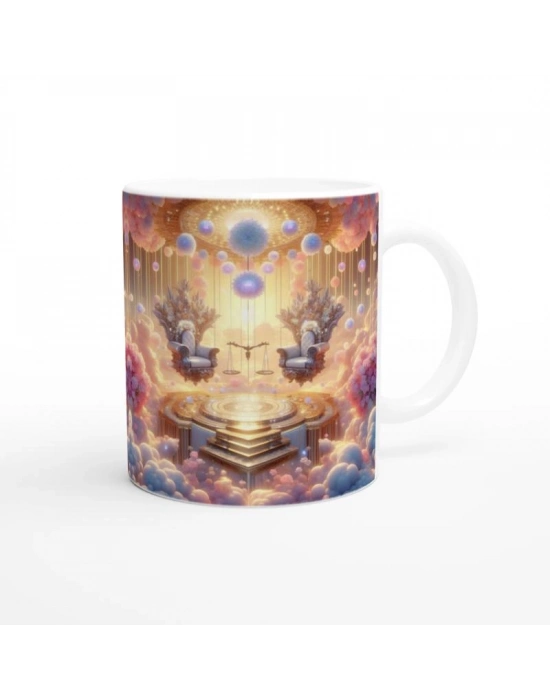 Terazi Burcu Baskılı Kahve Kupası - Elementsel Doğa Krallığı Temalı Vs3