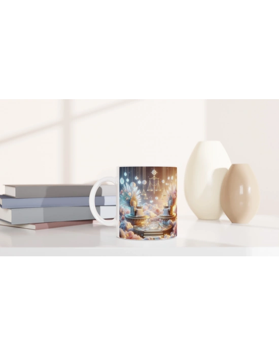 Terazi Burcu Baskılı Kahve Kupası - Elementsel Doğa Krallığı Temalı Vs4