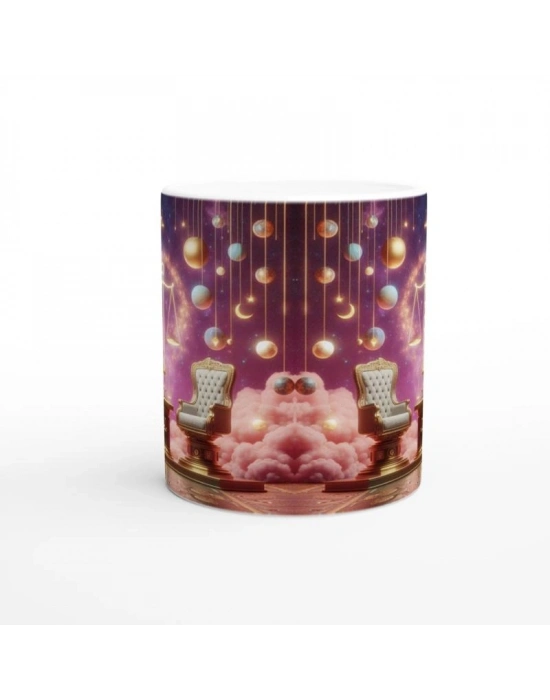 Terazi Burcu Baskılı Kahve Kupası - Galaktik Taht Odası Temalı Vs1