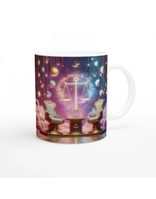 Terazi Burcu Baskılı Kahve Kupası - Galaktik Taht Odası Temalı Vs1