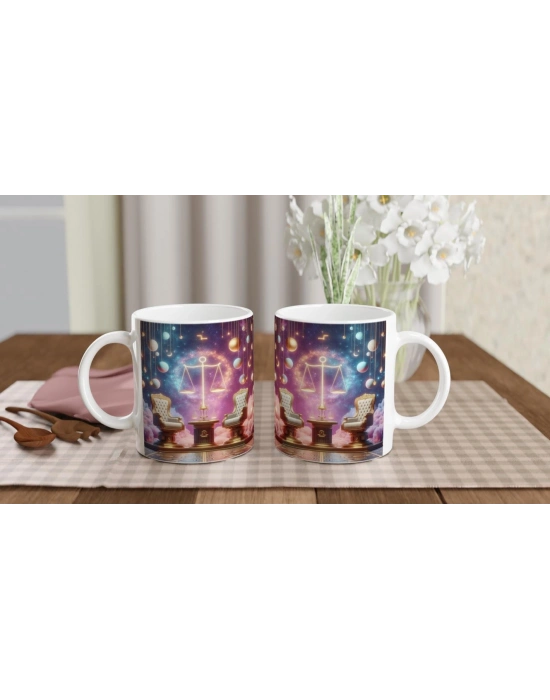 Terazi Burcu Baskılı Kahve Kupası - Galaktik Taht Odası Temalı Vs1
