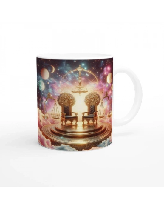 Terazi Burcu Baskılı Kahve Kupası - Galaktik Taht Odası Temalı Vs2