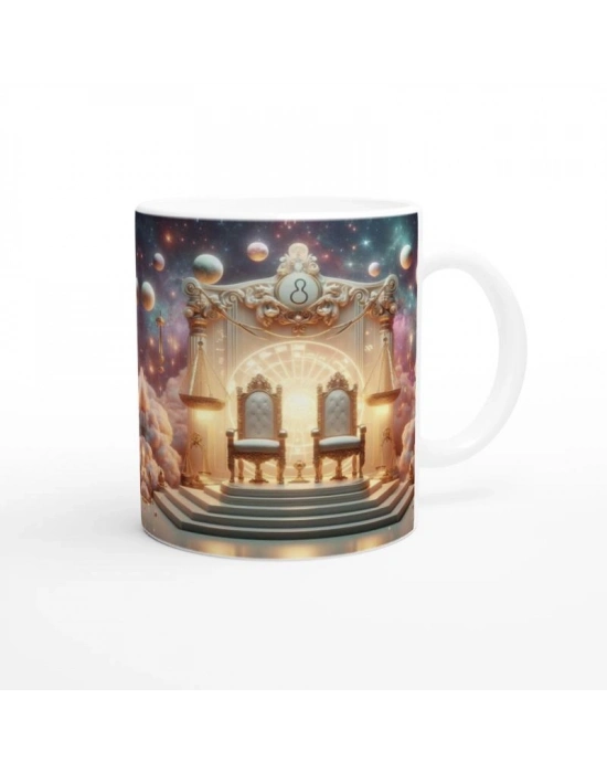 Terazi Burcu Baskılı Kahve Kupası - Galaktik Taht Odası Temalı Vs3