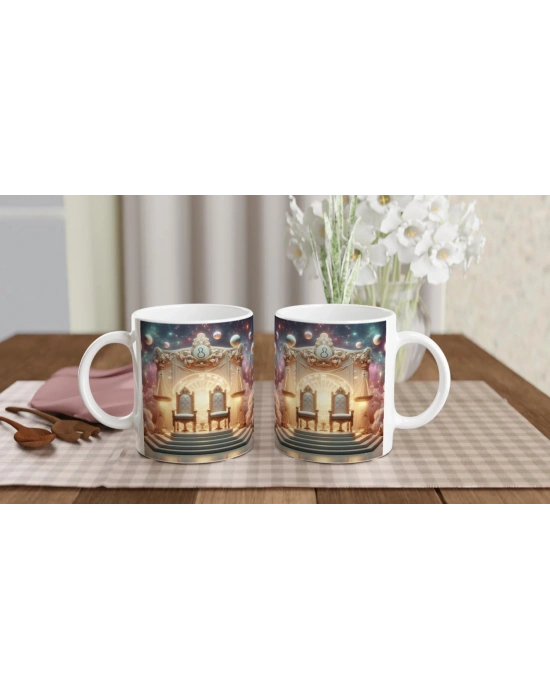 Terazi Burcu Baskılı Kahve Kupası - Galaktik Taht Odası Temalı Vs3