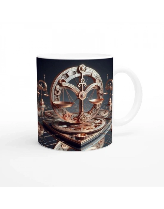 Terazi Burcu Baskılı Kahve Kupası - Zamanın Çarkları Astroloji Mekanizması Vs1