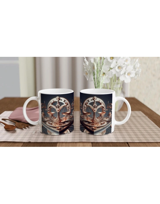 Terazi Burcu Baskılı Kahve Kupası - Zamanın Çarkları Astroloji Mekanizması Vs1