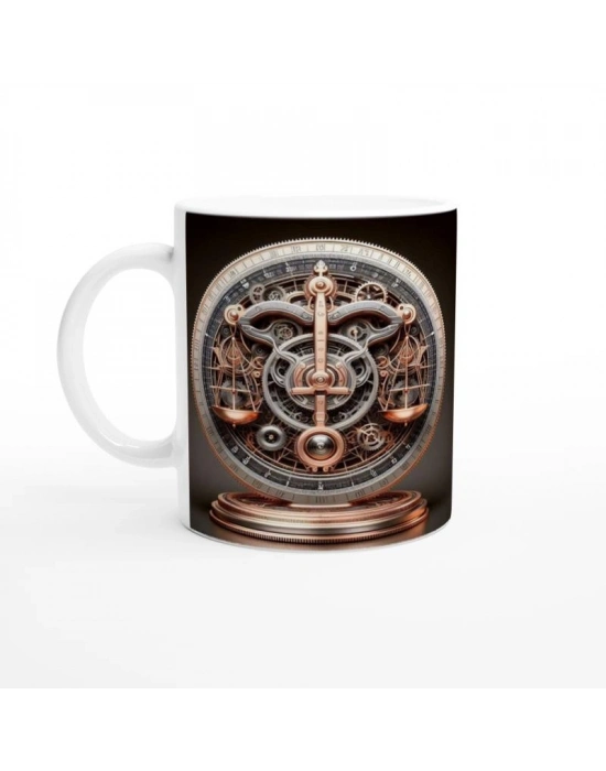Terazi Burcu Baskılı Kahve Kupası - Zamanın Çarkları Astroloji Mekanizması Vs3