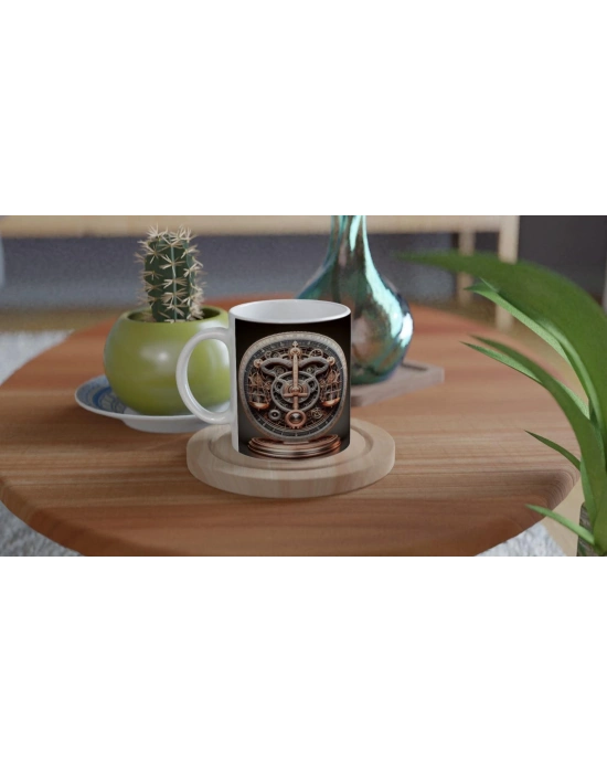 Terazi Burcu Baskılı Kahve Kupası - Zamanın Çarkları Astroloji Mekanizması Vs3
