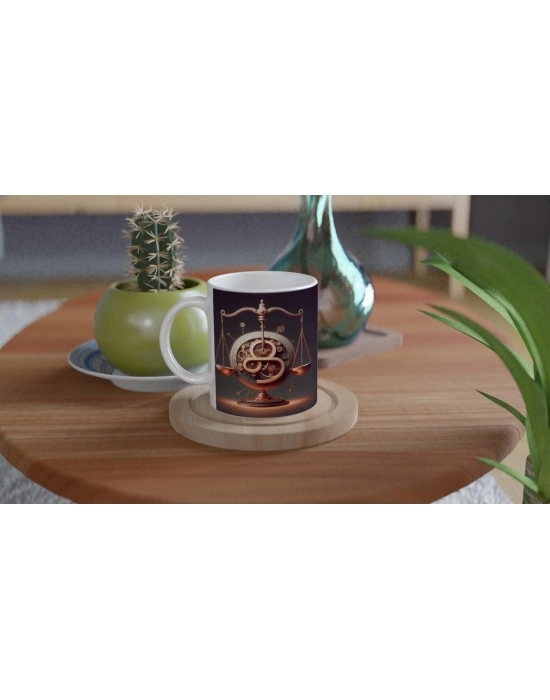Terazi Burcu Baskılı Kahve Kupası - Zamanın Çarkları Astroloji Mekanizması Vs4