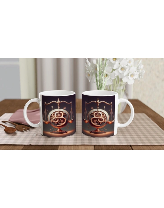 Terazi Burcu Baskılı Kahve Kupası - Zamanın Çarkları Astroloji Mekanizması Vs4