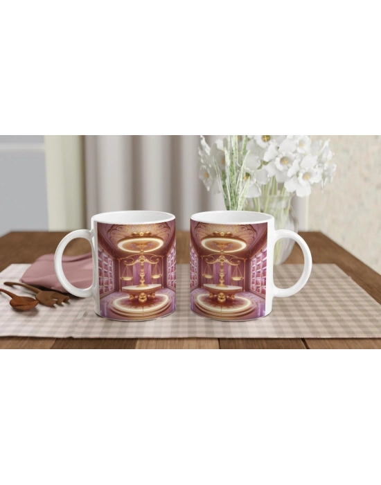 Terazi Burcu Baskılı Kahve Kupası - Zodyak Kütüpanesi Vs3