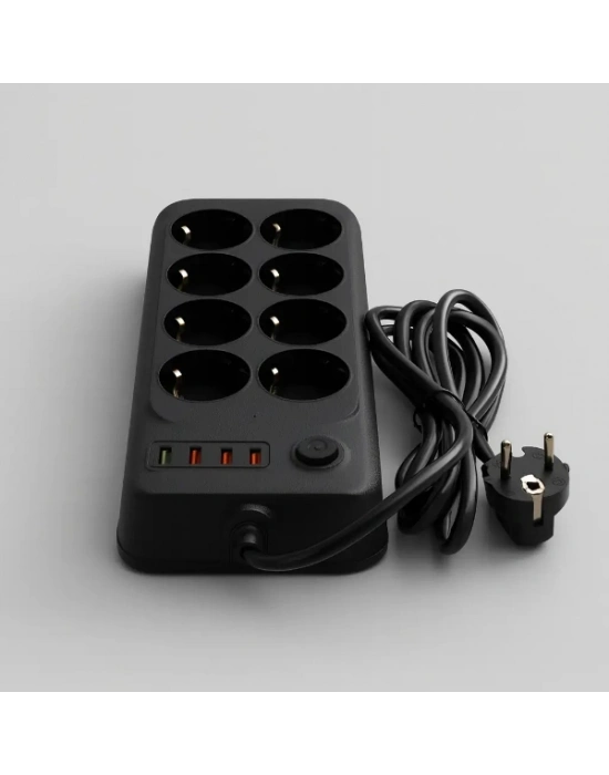 Termal Akım Korumalı 8 Prizli Uzatma Kablosu